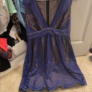 blue and cream date night/ wedding guest dress